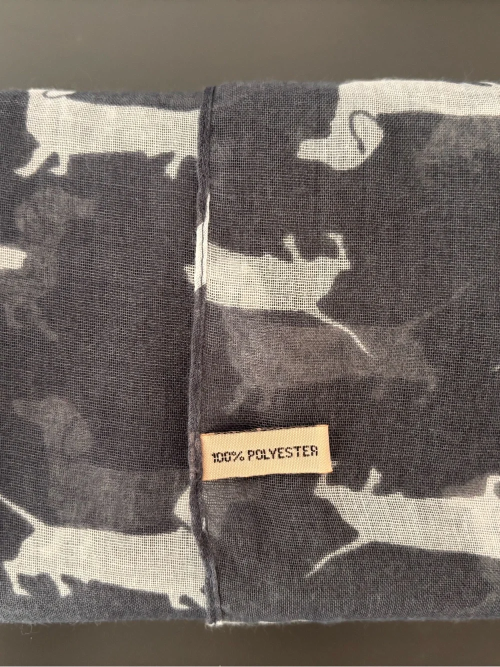 Gray Scarf with White Dachshund Print